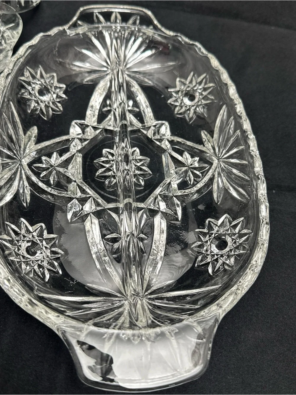 Vintage Anchor Hocking Star of David Butter Keeper + Relish Tray